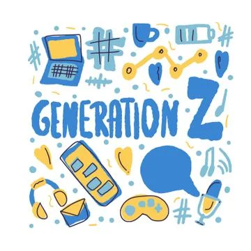 Generation z poster. Text with digital symbols. Vector concept illustration. Stock Illustration