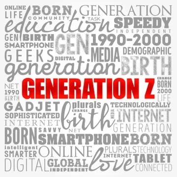 Generation Z Word Cloud collage, concept background Stock Illustration