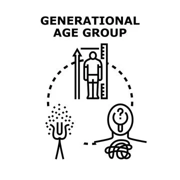 Generational age group concept representing human development stages Stock Illustration