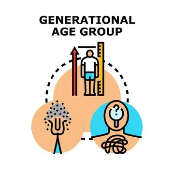 Generational age group concept representing human development stages Stock Illustration