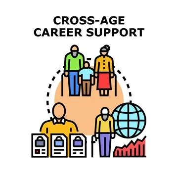 Generational career support planning and guidance Stock Illustration