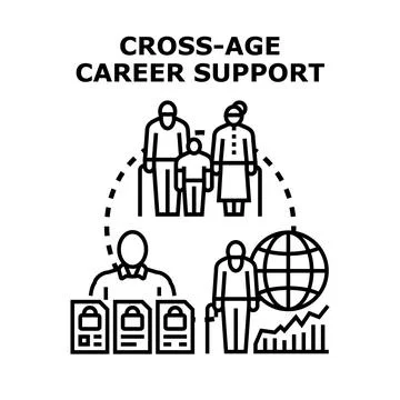 Generational career support planning and guidance Stock Illustration