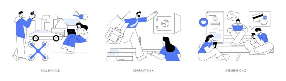 Generational change abstract concept vector illustrations. 스톡 일러스트