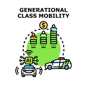 Generational class mobility with artificial intelligence driving income growt Stock Illustration