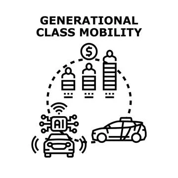 Generational class mobility with artificial intelligence driving income growt Stock Illustration