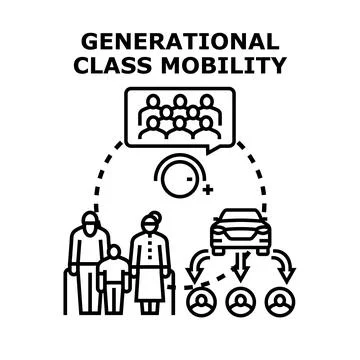 Generational class mobility illustrating social and economic change Stockillustratie