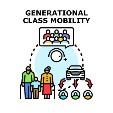 Generational class mobility illustrating social and economic change イラスト素材