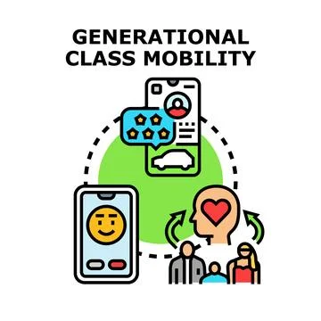 Generational class mobility social progress improvement concept Stock Illustration