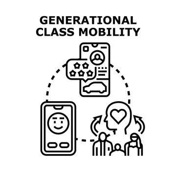 Generational class mobility social progress improvement concept Stock Illustration