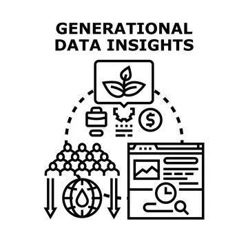 Generational data insights and analytics concept Illustrazione stock