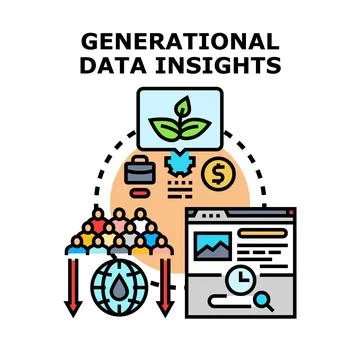 Generational data insights and analytics concept Stock Illustration