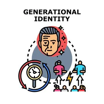 Generational identity concept developing through eras Stock Illustration