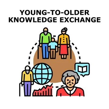 Generational knowledge exchange fostering learning and experience sharing Stock Illustration