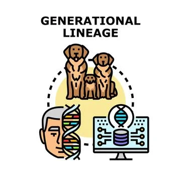 Generational lineage concept with genetic analysis and data Stock Illustration