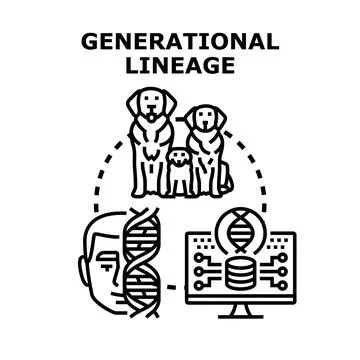 Generational lineage concept with genetic analysis and data Stock Illustration