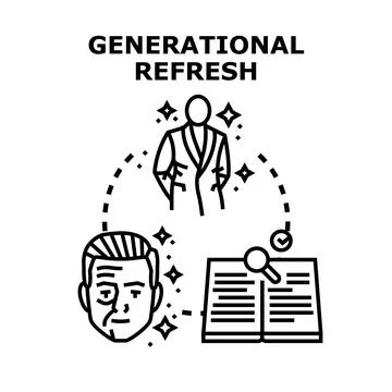 Generational refresh process improving business knowledge transfer Stock Illustration