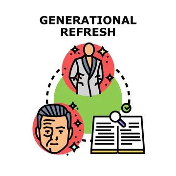 Generational refresh process improving business knowledge transfer Stock Illustration