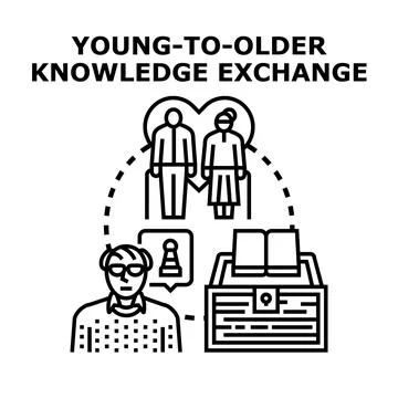 Generations exchanging knowledge, experience, and wisdom development 스톡 일러스트