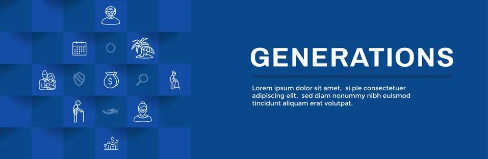Generations Web Header Banner and Icon Set Stock Illustration