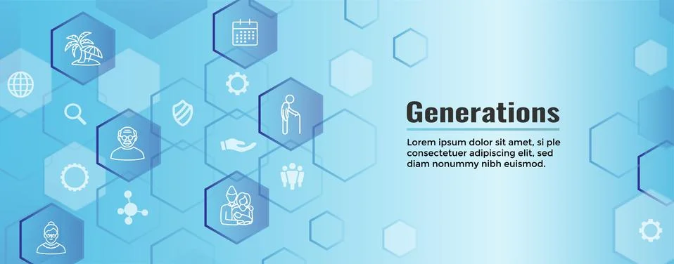 Generations Web Header Banner and Icon Set Stock Illustration