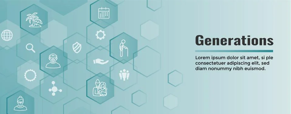 Generations Web Header Banner and Icon Set Stock Illustration