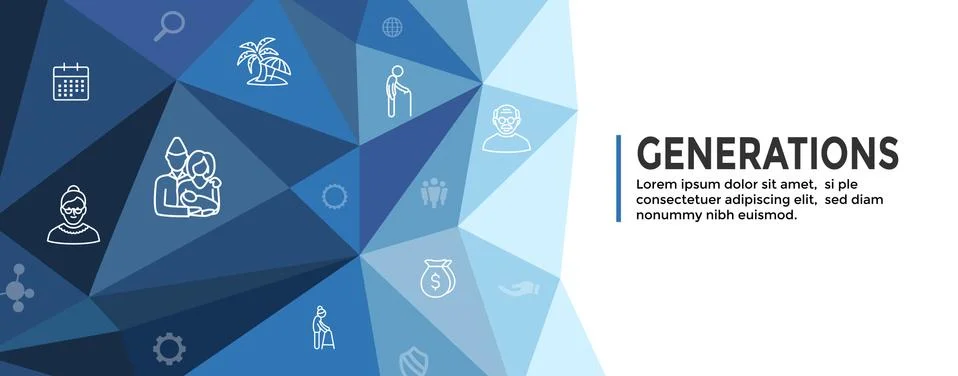 Generations Web Header Banner and Icon Set Stock Illustration