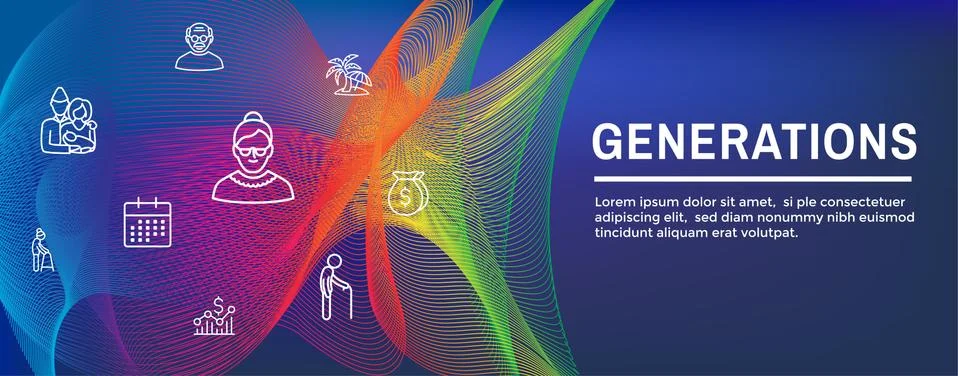 Generations Web Header Banner and Icon Set Stock Illustration
