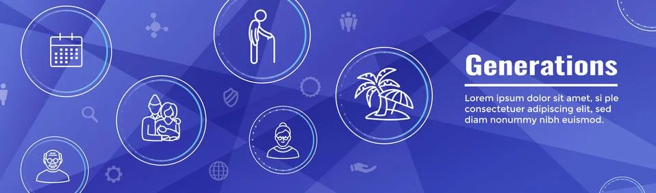 Generations Web Header Banner and Icon Set Stock Illustration