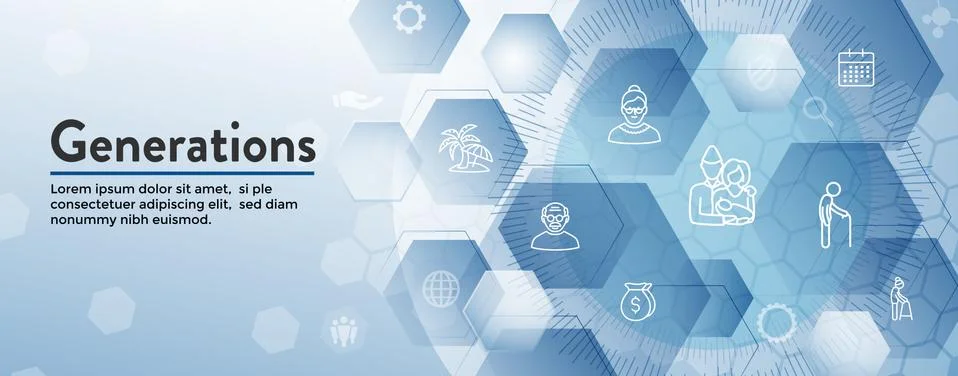 Generations Web Header Banner and Icon Set Stock Illustration