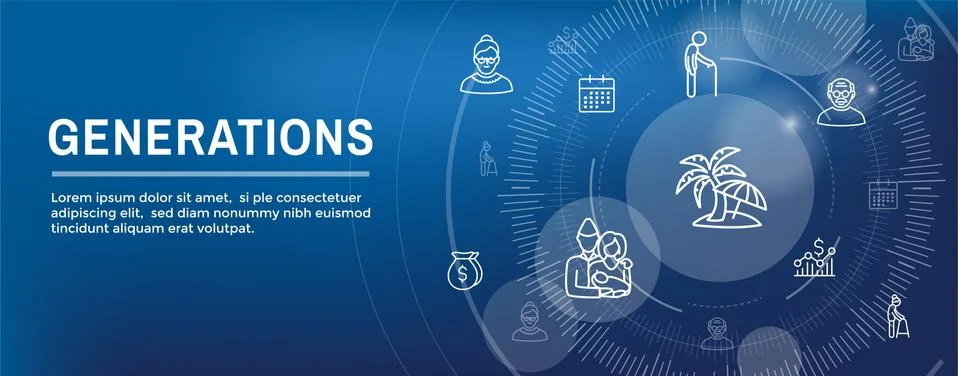 Generations Web Header Banner and Icon Set Stock Illustration