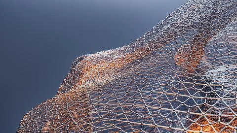 Generative abstract mesh made of thin metallic connections. Stock Illustration