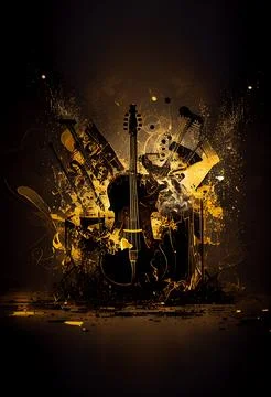 Generative AI abstract painting musical instruments. Fun, hobby and leisure.. Stock Illustration