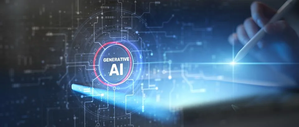 Generative AI and Machine Learning Interface Illustrated on Futuristic Digita Stock Photos
