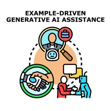 Generative ai assistance providing human robot collaboration Stock Illustration