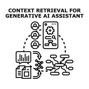 Generative ai assistant context retrieval process Stock Illustration