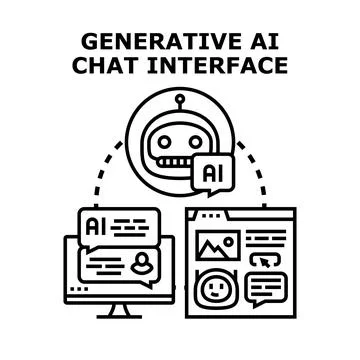 Generative ai chat interface concept illustration Stock Illustration