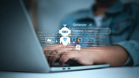 Generative AI Chatbot with Command Prompt Interface for Digital Innovation .. Foto stock