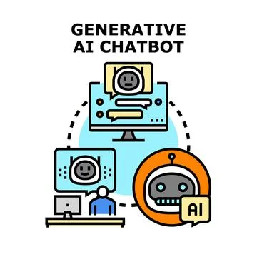 Generative ai chatbot communication concept with user Stock Illustration