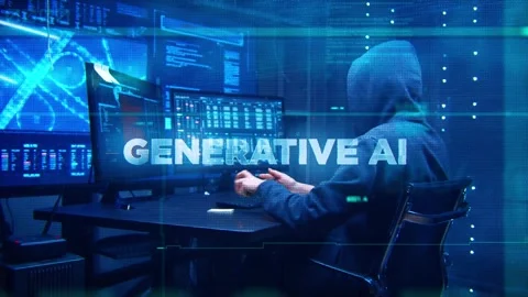 Generative AI concept technology futuristic data background Blue Color Stock Footage 343564054