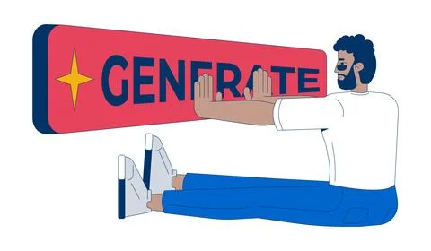 Generative AI for content generation 2D illustration concept Stock Illustration