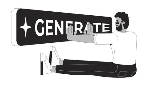 Generative AI for content generation line illustration concept Stock Illustration