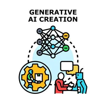 Generative ai creating collaborating with human automation Stock Illustration