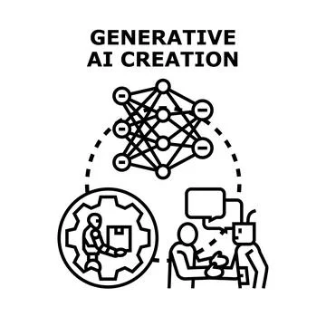 Generative ai creating collaborating with human automation Illustrazione stock