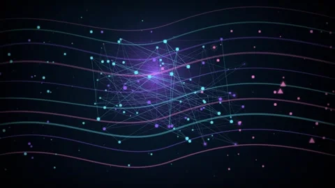 Generative AI Data Flow Loop - Purple Neural Wave Backdrop Stock Footage 341955683