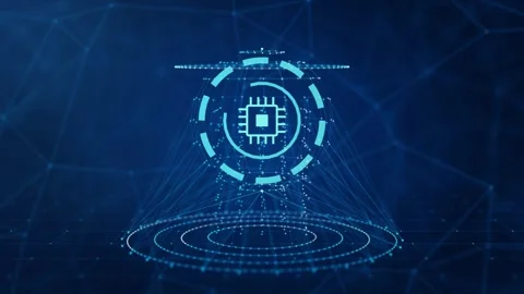 Generative AI data science deep learning hologram projection, future backgrou Vídeos de archivo 348607775