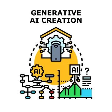 Generative ai developing innovative digital content solutions 库存插图