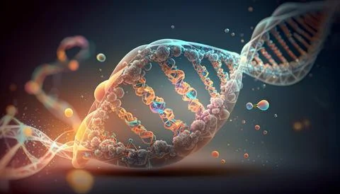 Generative AI of the DNA chain. Stock Illustration