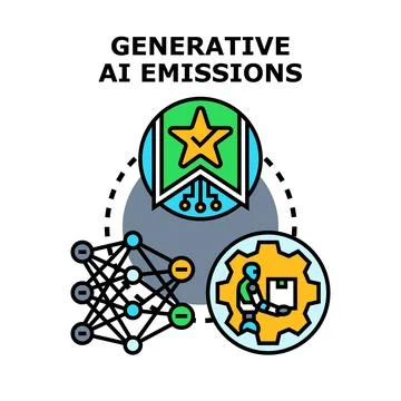 Generative ai emissions impact environmental quality and delivery Stock Illustration