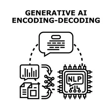 Generative ai encoding decoding process concept Illustration