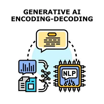 Generative ai encoding decoding process concept Stock Illustration